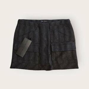 Vintage Y2k early 2000s Gloria Coelho grey striped low rise mini skirt